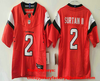 Women's Denver Broncos #2 Patrick Surtain II Limited Orange FUSE Vapor Jersey