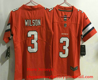 Women's Denver Broncos #3 Russell Wilson Orange 2022 Color Rush Stitched NFL Nike Limited Jersey