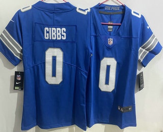 Women's Detroit Lions #0 Jahmyr Gibbs Limited Blue Vapor Jersey