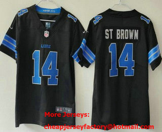 Women's Detroit Lions #14 Amon Ra St Brown Limited Black 2024 Vapor Jersey