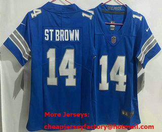 Women's Detroit Lions #14 Amon Ra St Brown Limited Blue 2024 Vapor Jersey