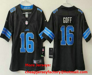 Women's Detroit Lions #16 Jared Goff Limited Black 2024 Vapor Jersey