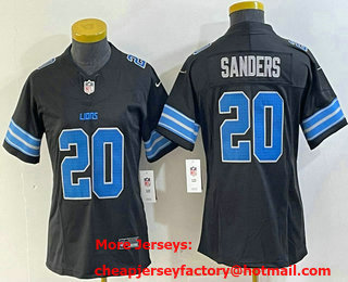 Women's Detroit Lions #20 Barry Sanders Limited Black 2024 FUSE Vapor Jersey