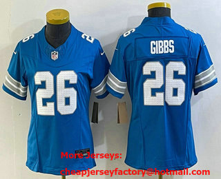 Women's Detroit Lions #26 Jahmyr Gibbs Limited Blue 2024 FUSE Vapor Jersey