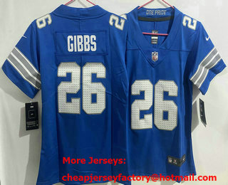 Women's Detroit Lions #26 Jahmyr Gibbs Limited Blue 2024 Vapor Jersey