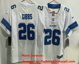 Women's Detroit Lions #26 Jahmyr Gibbs Limited White 2024 Vapor Jersey