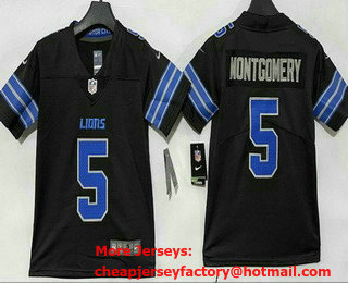 Women's Detroit Lions #5 David Montgomery Limited Black Vapor Jersey
