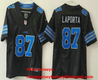 Women's Detroit Lions #87 Sam Laporta Limited Black 2024 FUSE Vapor Jersey