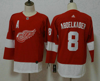 Women's Detroit Red Wings #8 Justin Abdelkader Red Home 2017-2018 Hockey Stitched NHL Jersey