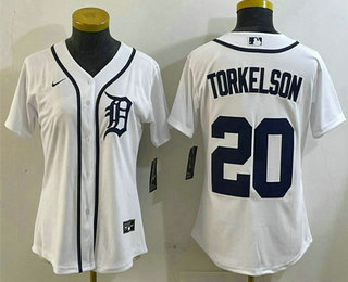 Women's Detroit Tigers #20 Spencer Torkelson White Cool Base Stitched Jersey