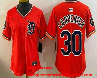 Women's Detroit Tigers #30 Kerry Carpenter Orange Stadium Jersey
