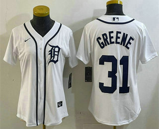 Women's Detroit Tigers #31 Riley Greene White Cool Base Stitched Jersey