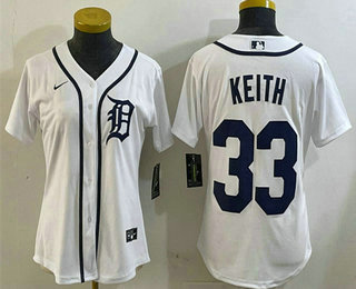 Women's Detroit Tigers #33 Colt Keith White Cool Base Stitched Jersey