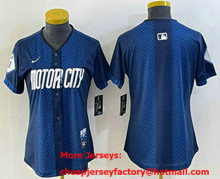 Women's Detroit Tigers Blank 2024 Navy City Connect Cool Base Limited Stitched Jersey