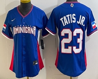 Women's Dominican #23 Fernando Tatis Jr Blue 2026 World Baseball Classic Cool Base Jersey
