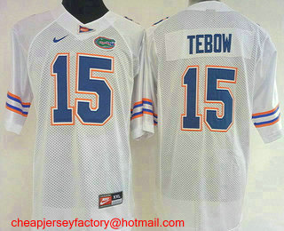 Women's Florida Gators #15 Tim Tebow White Limited Stitched College Football Nike NCAA Jersey