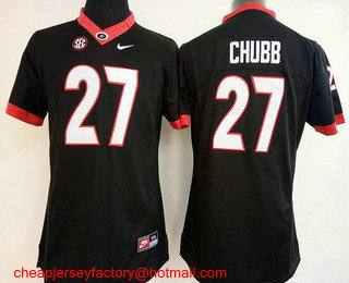 Women's Georgia Bulldogs #27 Nick Chubb Black Limited Stitched College Football Nike NCAA Jersey