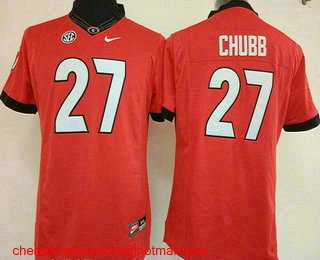 Women's Georgia Bulldogs #27 Nick Chubb Red Limited Stitched College Football Nike NCAA Jersey