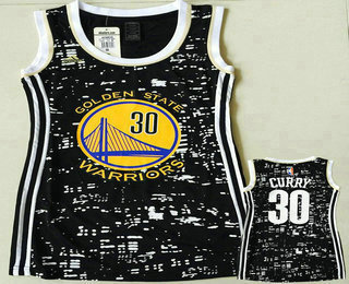 Women's Golden State Warriors #30 Stephen Curry Black City Luminous Women Jersey