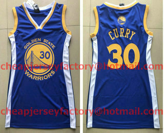 Women's Golden State Warriors #30 Stephen Curry Blue Dress Jersey