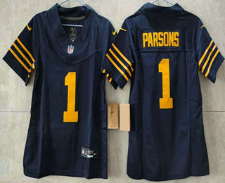 Women's Green Bay Packers #1 Micah Parsons Limited FUSE Navy Vapor Jersey