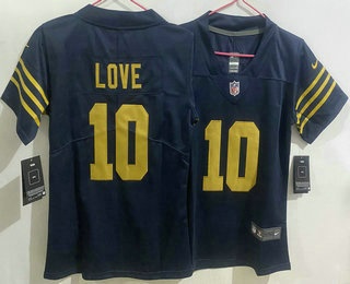 Women's Green Bay Packers #10 Jordan Love Limited Navy Vapor Jersey