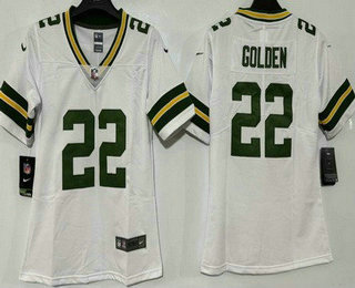 Women's Green Bay Packers #22 Matthew Golden Limited White Vapor Jersey