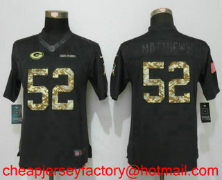 Women's Green Bay Packers #52 Clay Matthews Black Anthracite 2016 Salute To Service Stitched NFL Nike Limited Jersey