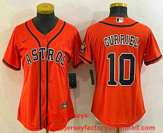 Women's Houston Astros #10 Yuli Gurriel Orange With Patch Stitched MLB Cool Base Nike Jersey