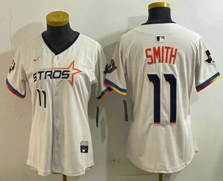 Women's Houston Astros #11 Cam Smith Cream 2025 City Connect Limited Stitched Jersey