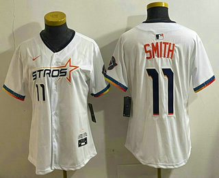 Women's Houston Astros #11 Cam Smith White 2025 City Connect Limited Stitched Jersey