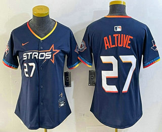 Women's Houston Astros #27 Jose Altuve Navy White 2025 City Connect Limited Stitched Jersey