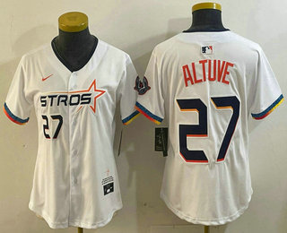 Women's Houston Astros #27 Jose Altuve White 2025 City Connect Limited Stitched Jersey
