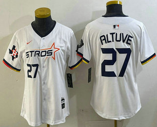Women's Houston Astros #27 Jose Altuve White 2025 City Connect Limited Stitched Jersey