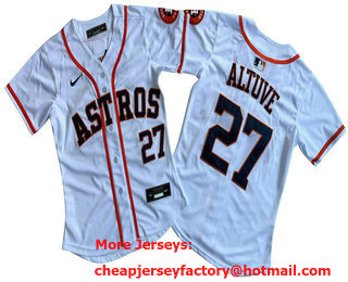 Women's Houston Astros #27 Jose Altuve White Limited Cool Base Jersey