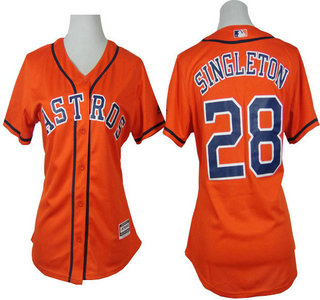 Women's Houston Astros #28 Jon Singleton Orange Jersey