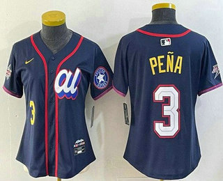 Women's Houston Astros #3 Jeremy Pena Navy 2025 All Star Limited Jersey