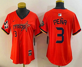 Women's Houston Astros #3 Jeremy Pena Orange 2025 City Connect Limited Jersey