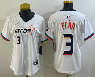 Women's Houston Astros #3 Jeremy Pena White 2025 City Connect Limited Stitched Jersey