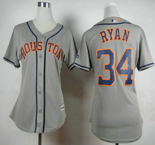 Women's Houston Astros #34 Nolan Ryan Away Gray 2015 MLB Cool Base Jersey