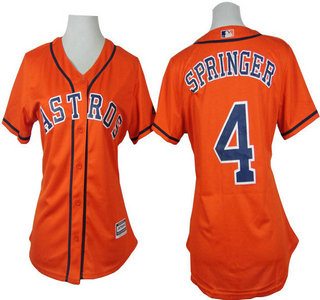 Women's Houston Astros #4 George Springer Orange Jersey