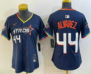 Women's Houston Astros #44 Yordan Alvarez Navy With Patch 2025 City Connect Limited Stitched Jersey
