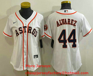 Women's Houston Astros #44 Yordan Alvarez White With Patch Stitched MLB Cool Base Nike Jersey