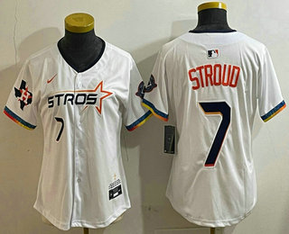 Women's Houston Astros #7 CJ Stroud White 2025 City Connect Limited Stitched Jersey