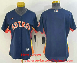 Women's Houston Astros Blank Navy Blue With Patch Stitched MLB Cool Base Nike Jersey