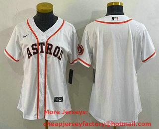 Women's Houston Astros Blank White With Patch Stitched MLB Cool Base Nike Jersey