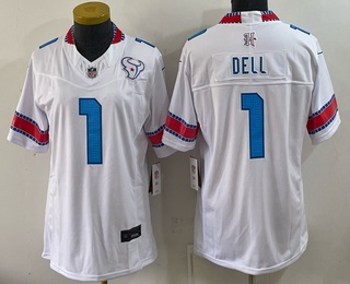 Women's Houston Texans #1 Tank Dell White 2026 FUSE Rivalries Collection Limited Stitched Jersey