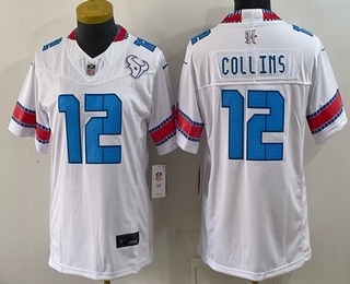 Women's Houston Texans #12 Nico Collins White 2026 FUSE Rivalries Collection Limited Stitched Jersey