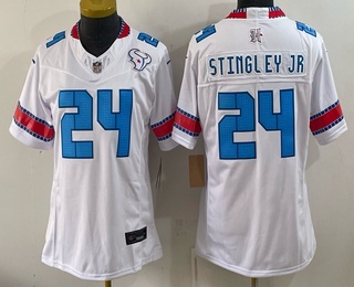 Women's Houston Texans #24 Derek Stingley Jr White 2026 FUSE Rivalries Collection Limited Stitched Jersey