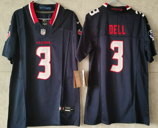 Women's Houston Texans #3 Tank Dell Limited Navy FUSE Vapor Jersey